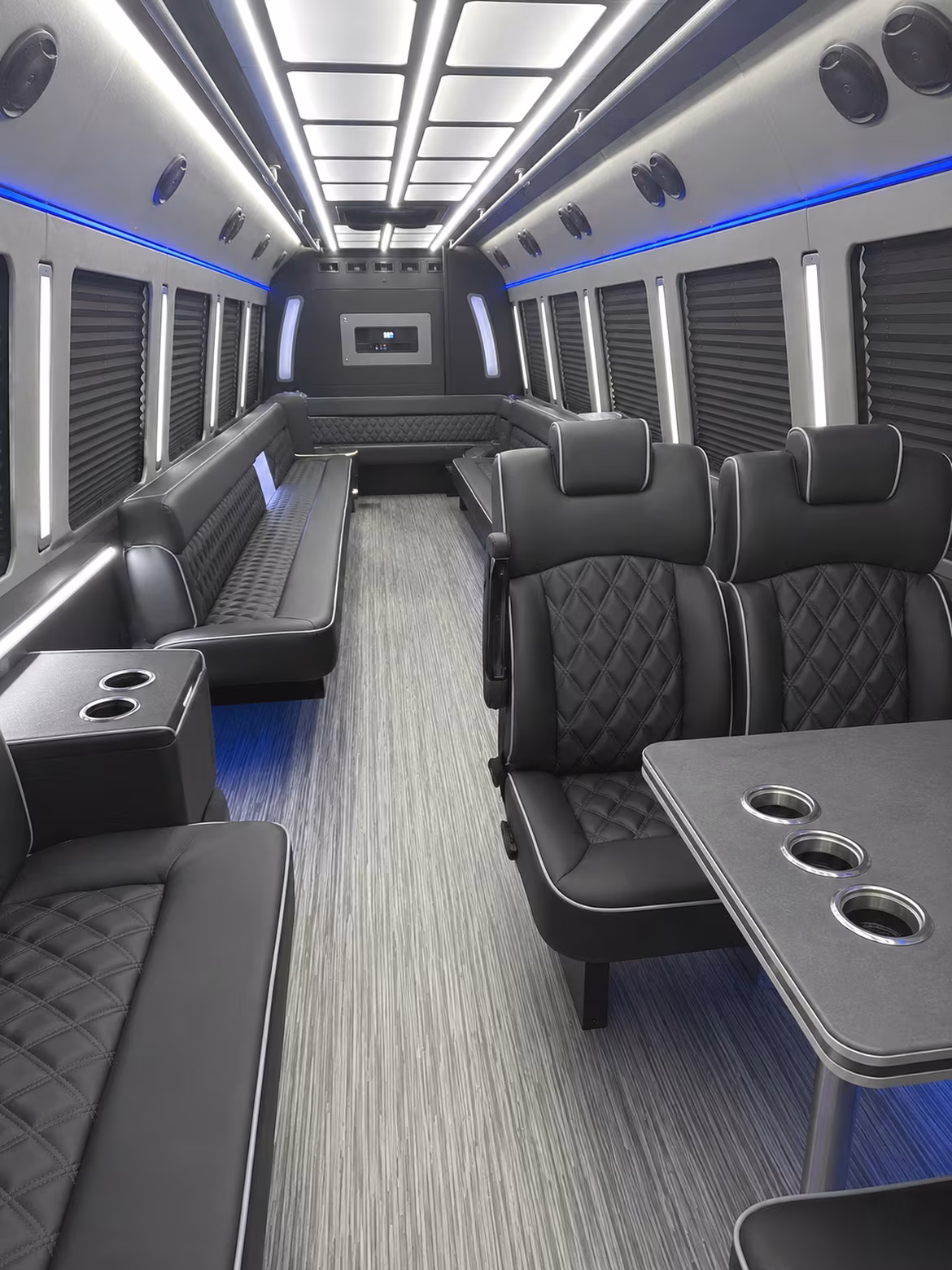 kansas city 25 passenger party bus inside