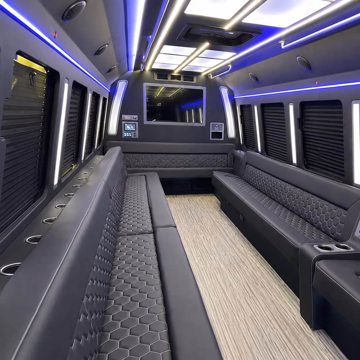kansas city 40 passenger party bus inside