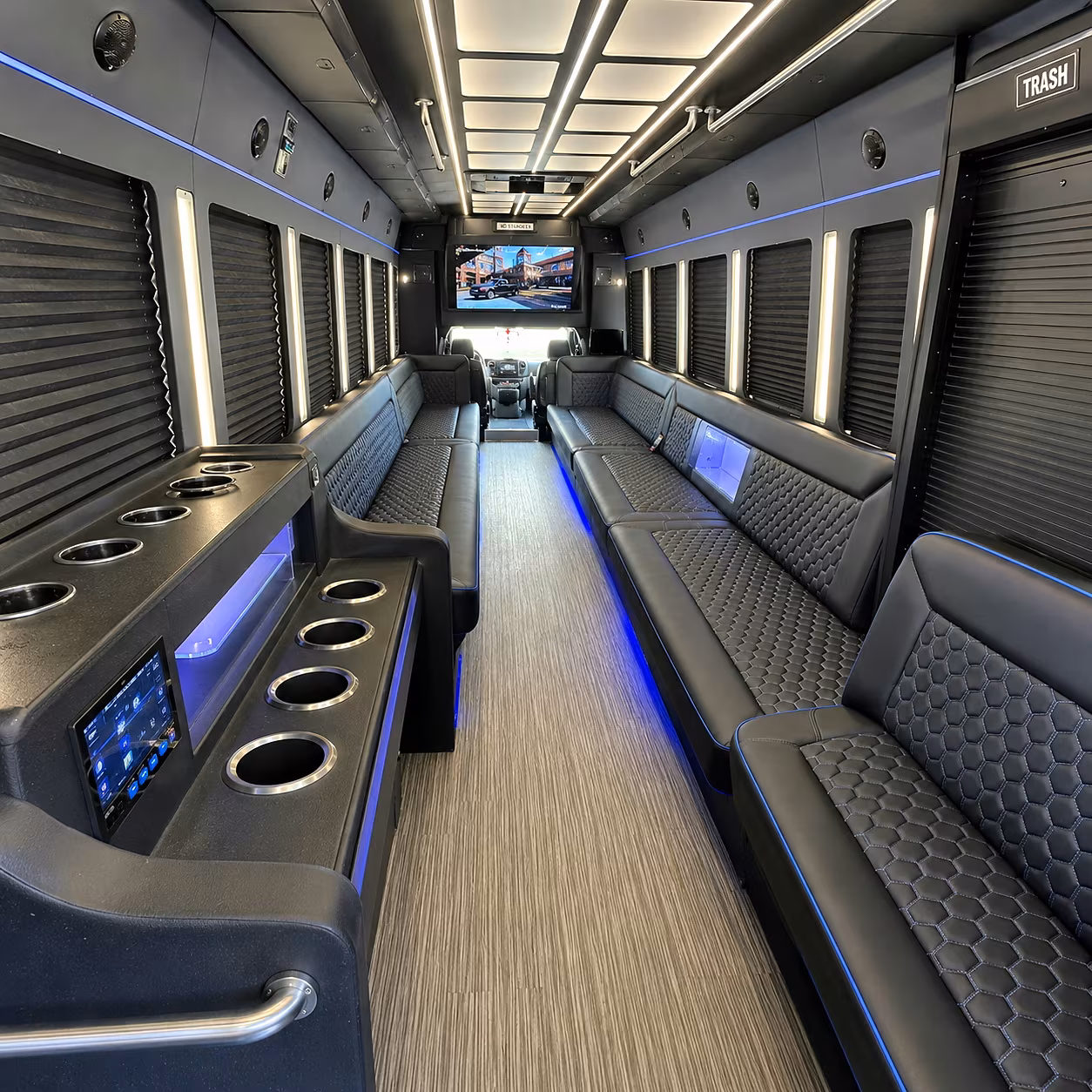 kansas city party bus rental interior